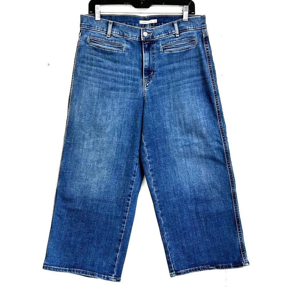 Levi's Classic Wide Leg Crop Jeans Size 12 Denim Blue Hight Rise Jeans Pockets